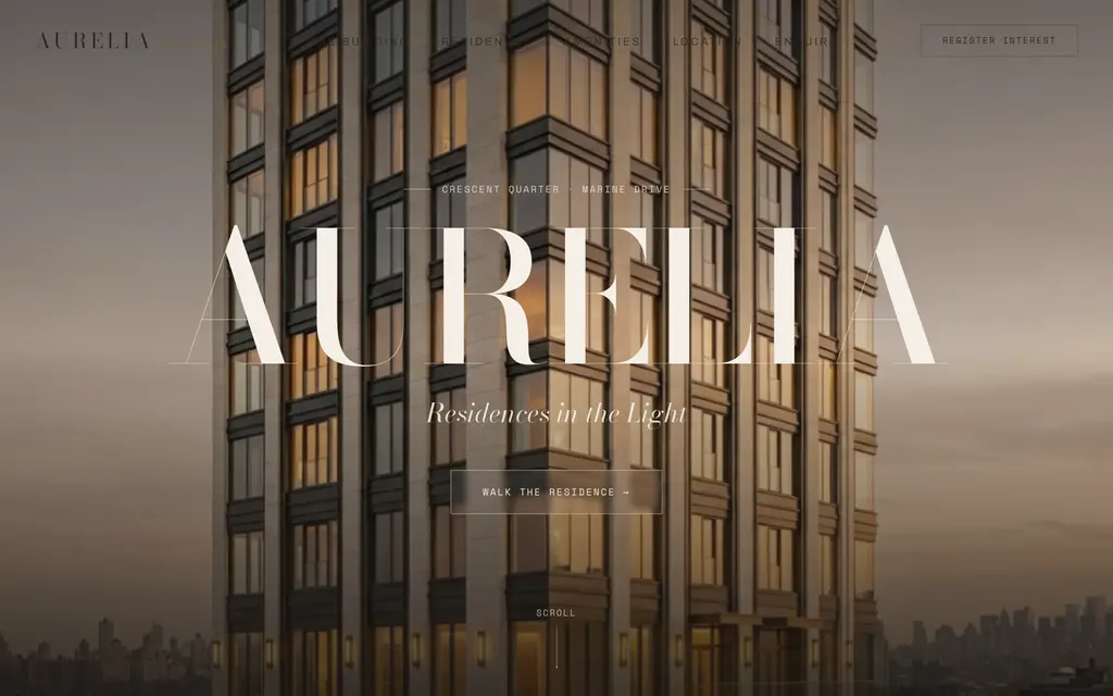 Aurelia Residences website, home page