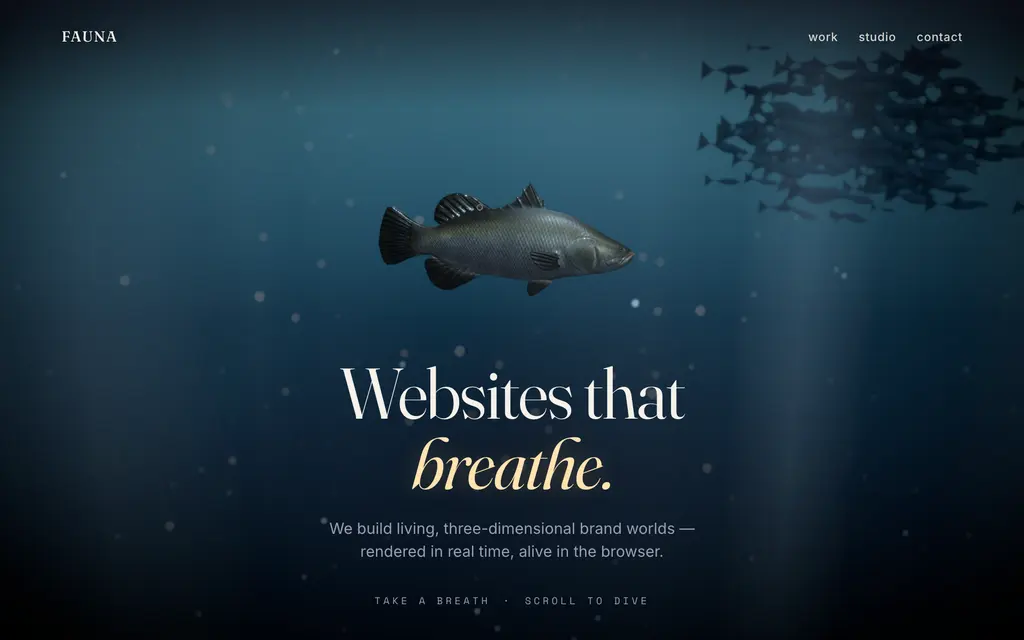 Fauna website, home page