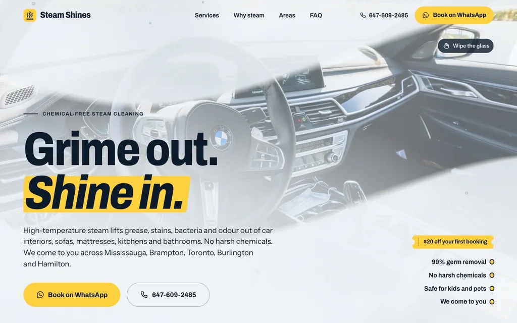 Steam Shines website, home page